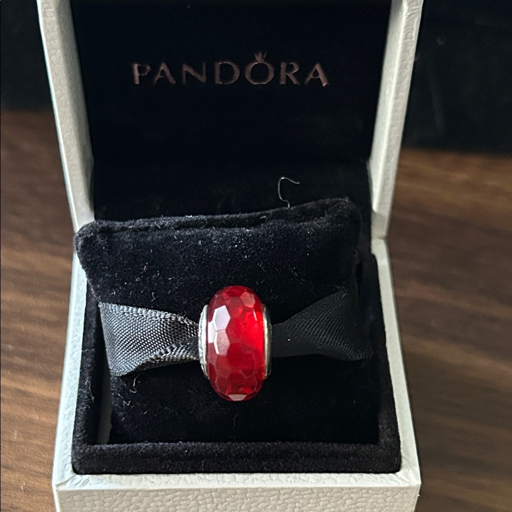 Authentic Pandora Red Faceted Murano glass charm